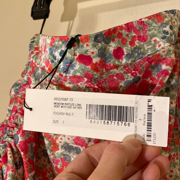 NWT Hellessy Meadon Floral maxi Skirt asymmetrical high low slit ruched - Picture 13 of 15